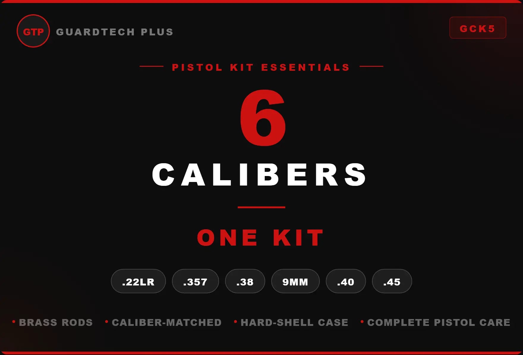 GCK5 Pistol Kit Essentials | 6 Calibers | GuardTech Plus