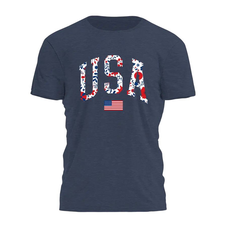 Big USA Floral Tee - 4912 I Love My Freedom