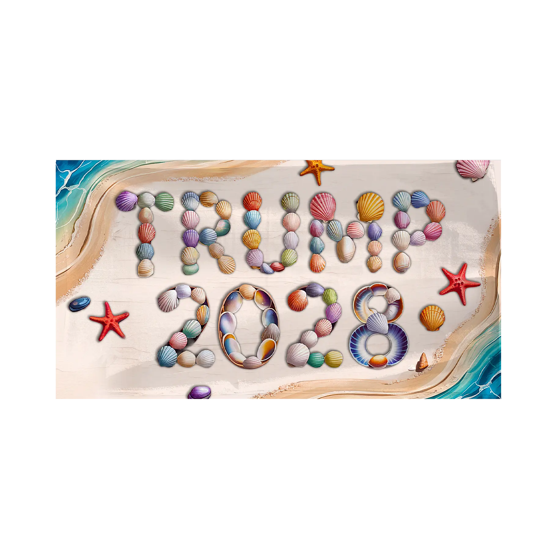 Trump 2028 Seashells Beach Towel - 3831 I Love My Freedom
