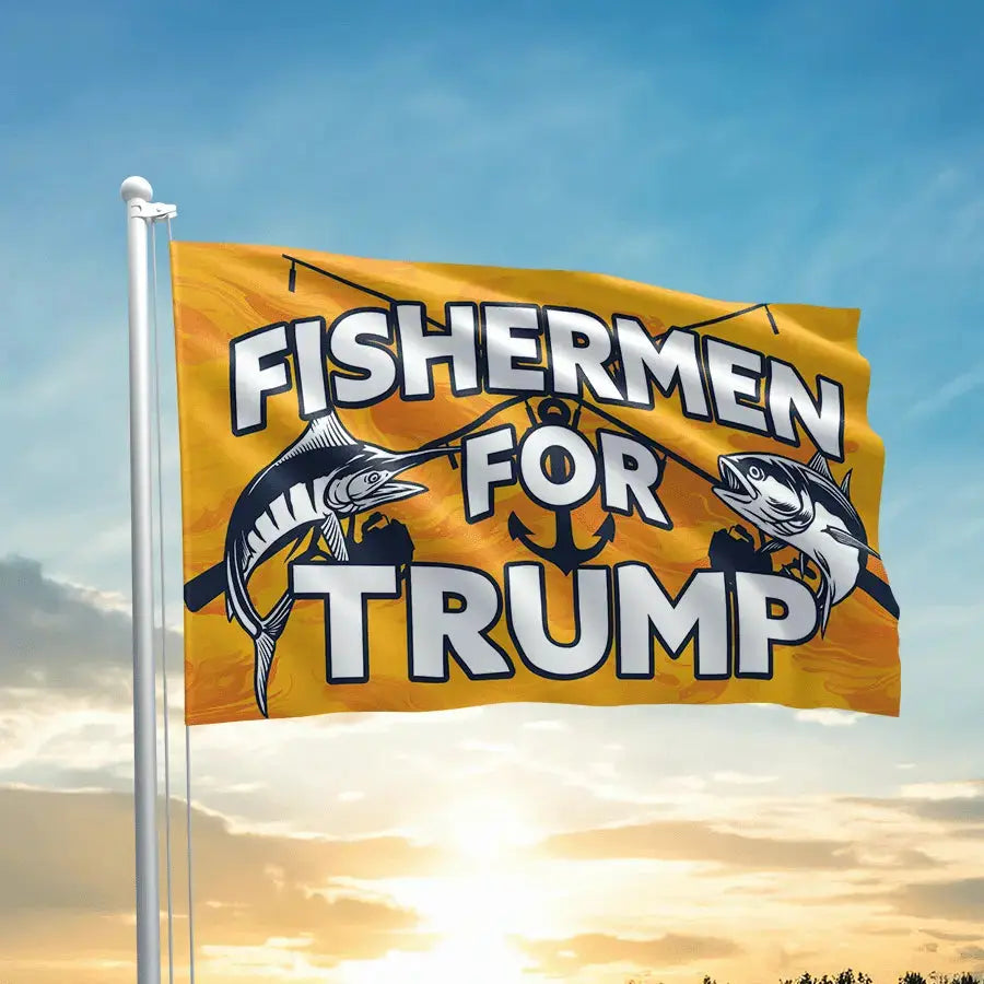 Fishermen For Trump Yellow Flag - 1985 I Love My Freedom
