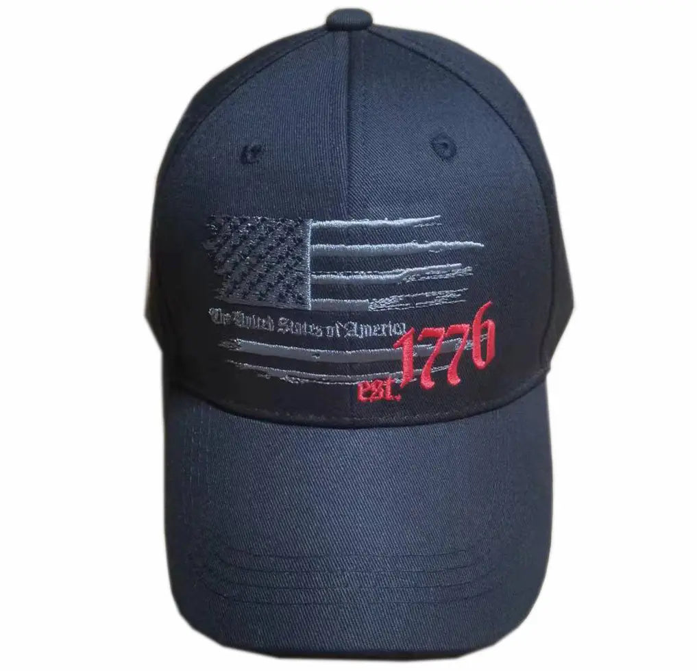 American Flag 1776 Established Hat (Black) - 3513 I Love My Freedom