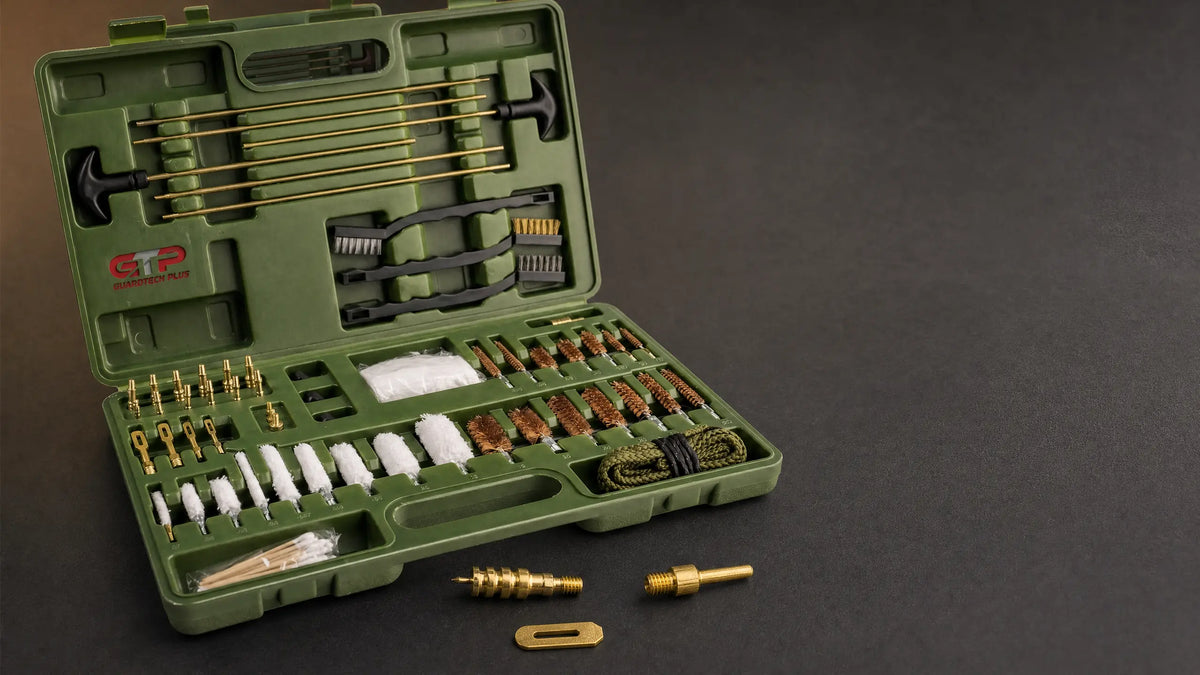 GuardTech Plus Universal Gun Cleaning Kit with correct slotted patch loops and brass jag