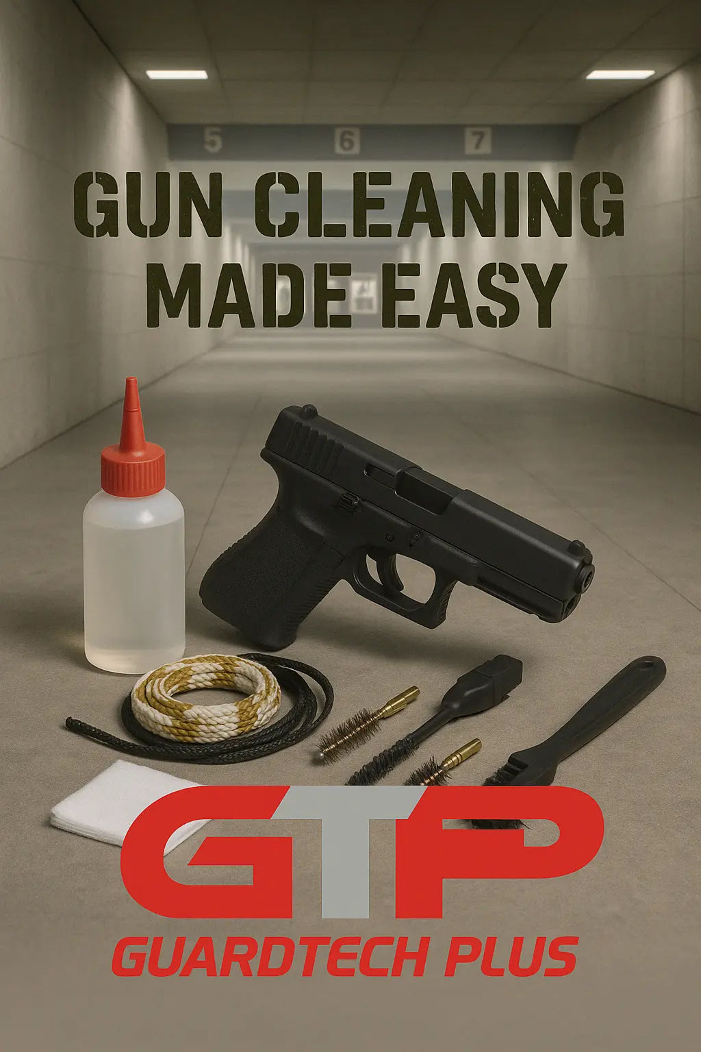 Firearm cleaning tools on a workbench for routine maintenance