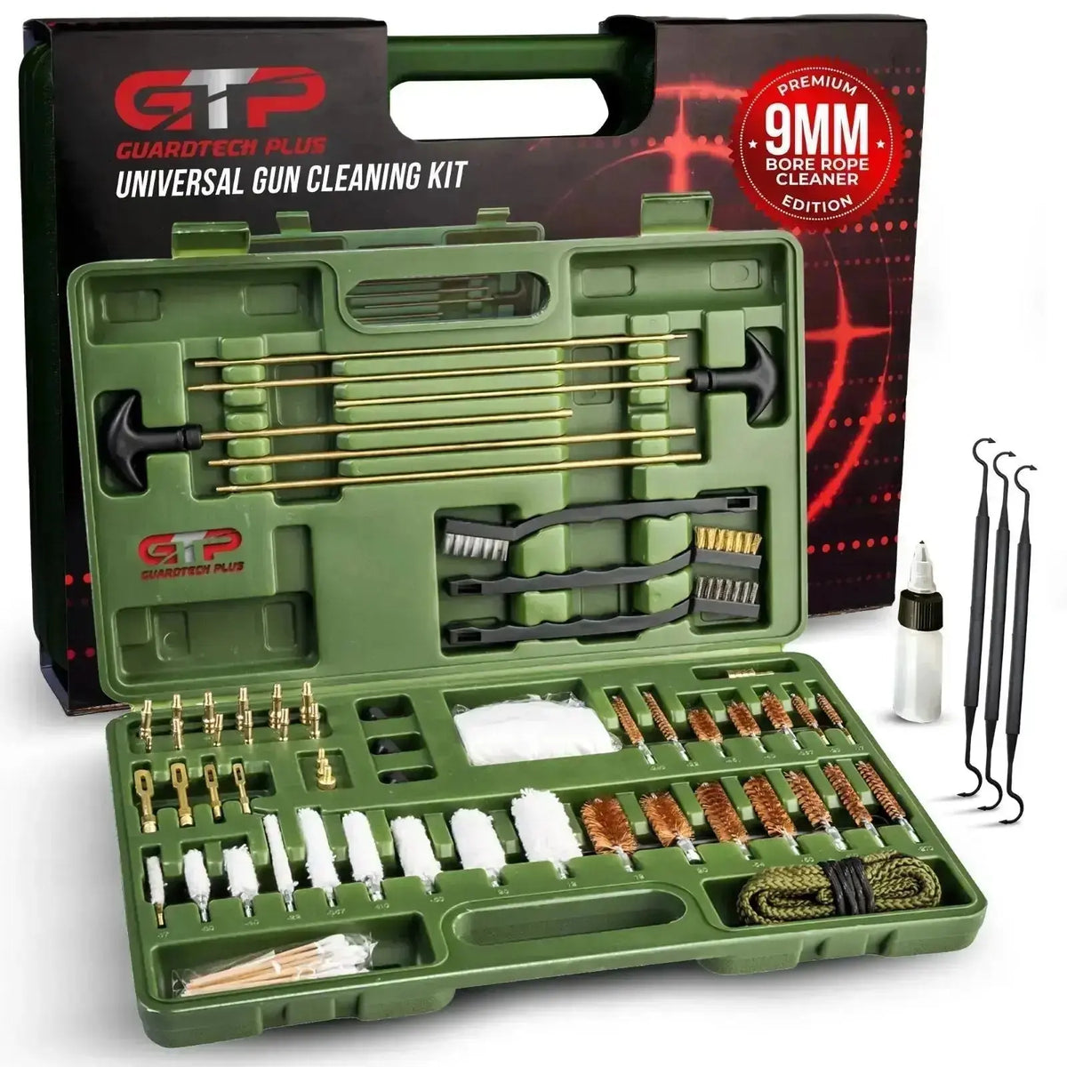 Universal gun cleaning kit in its case, a good gun cleaning kit gift for most shooters