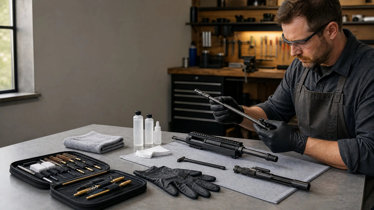 Gunsmith cleaning vs DIY professional firearm maintenance workbench