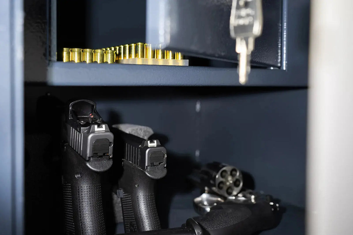 Firearms stored safely for gun storage best practices