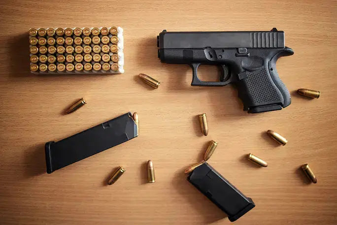 Firearm cleaning tools laid out for a gun maintenance guide
