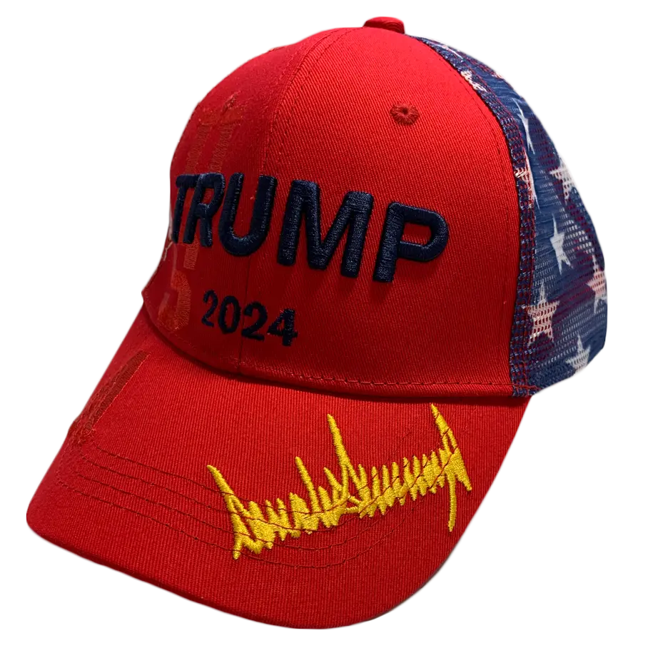 Red TRUMP 2024 Signature Hat - 7049 I Love My Freedom