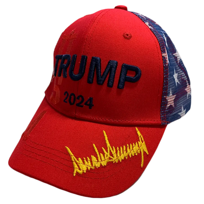 Red TRUMP 2024 Signature Hat - 7049 I Love My Freedom