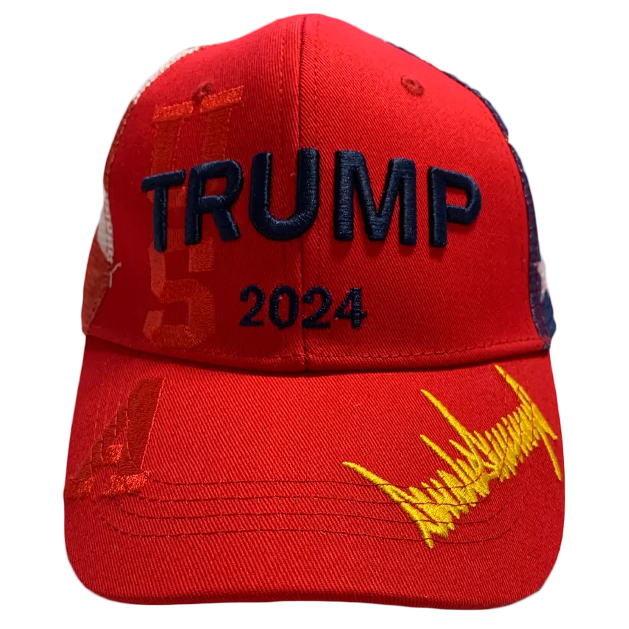 Red TRUMP 2024 Signature Hat - 7049 I Love My Freedom