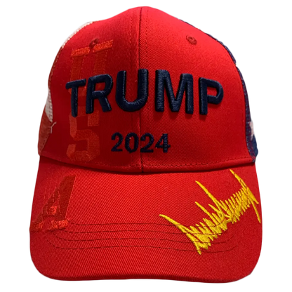 Red TRUMP 2024 Signature Hat - 7049 I Love My Freedom
