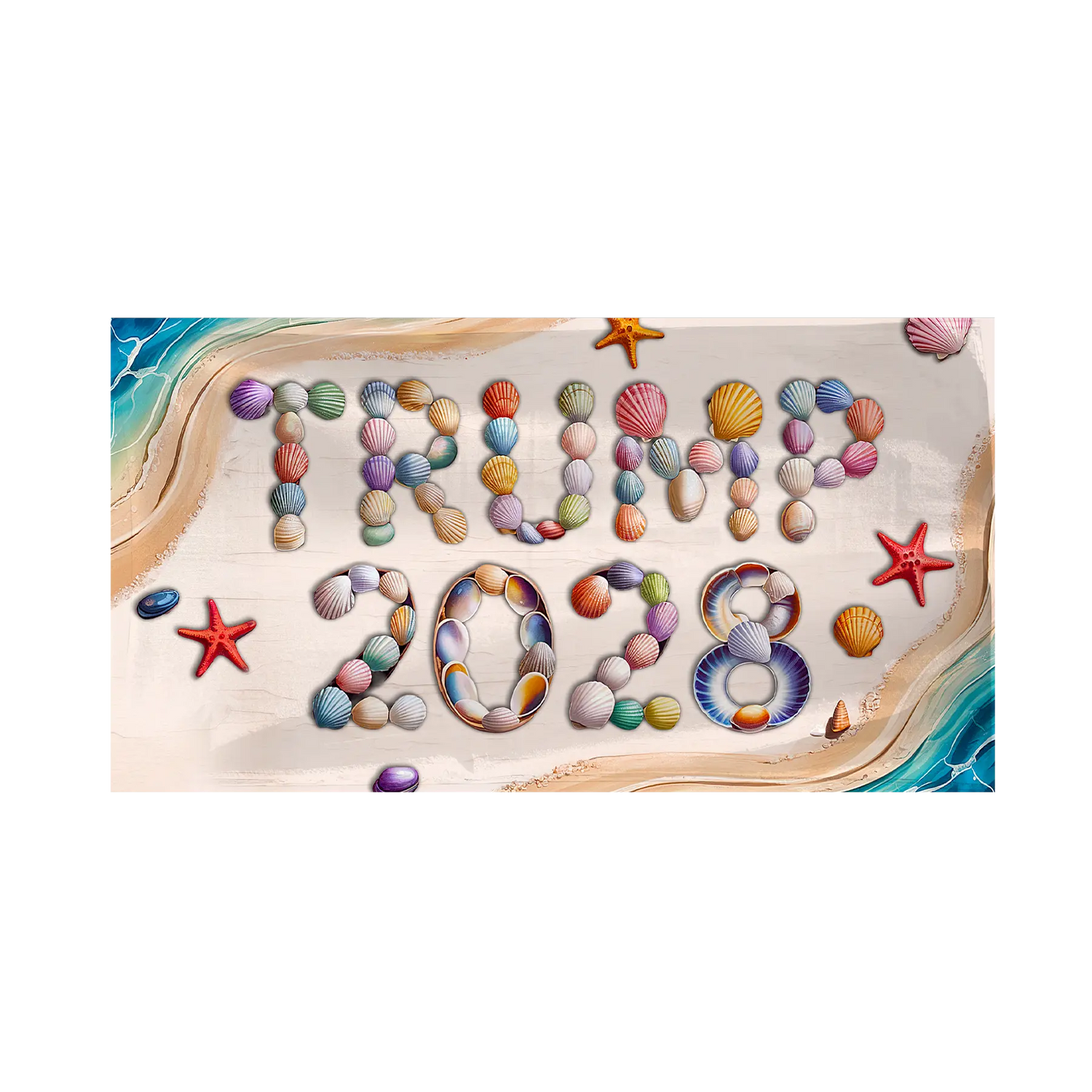 Trump 2028 Seashells Beach Towel - 3831 I Love My Freedom