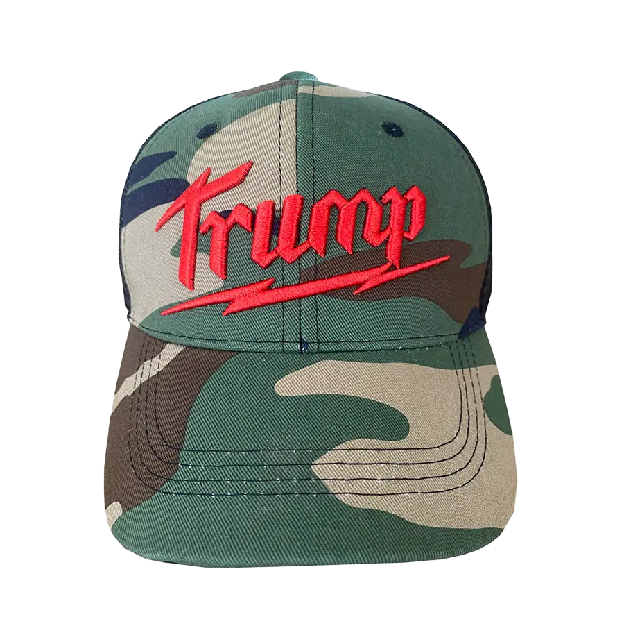 Trump Lightning Bolt - Camo Trucker Hat - 2287 I Love My Freedom