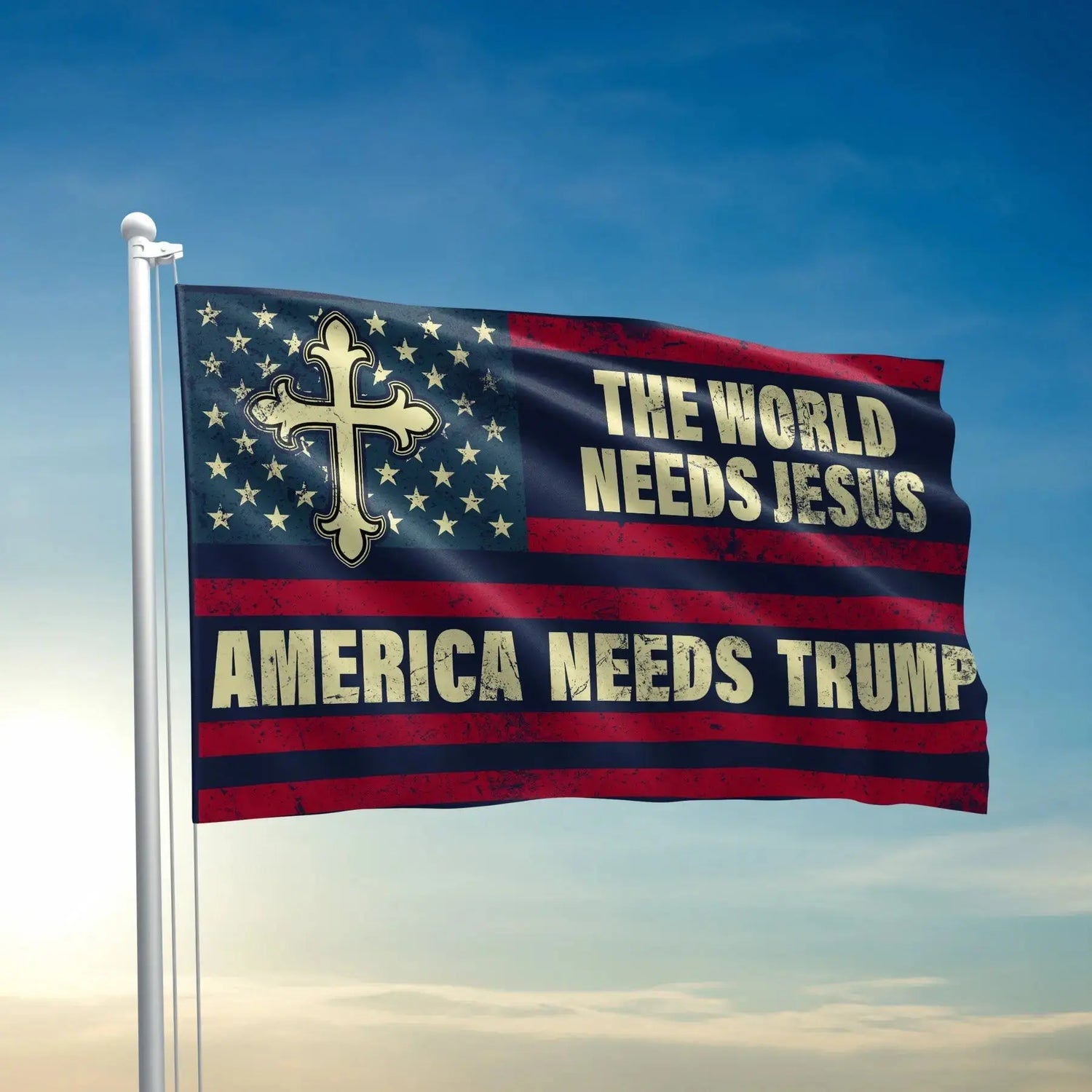 The World Needs Jesus America Needs Trump Flag - 2049 I Love My Freedom