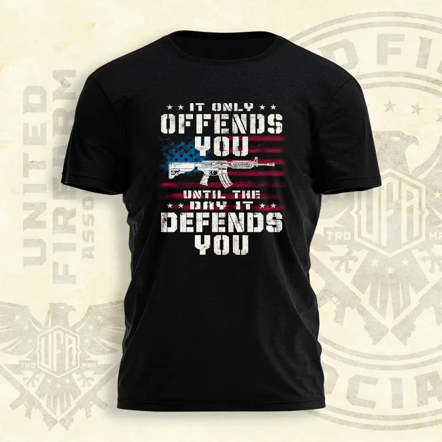 It Only Offends You Till it Defends You Tee - UFA - 1980