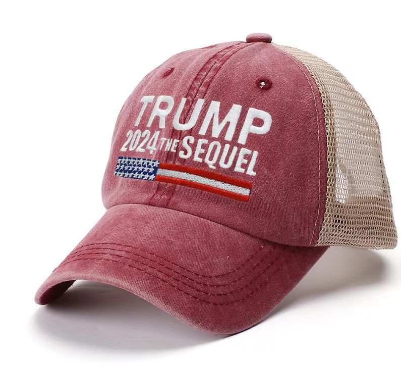 Trump 2024 "The Sequel" Mesh Trucker Hat (Red) - 4745 I Love My Freedom