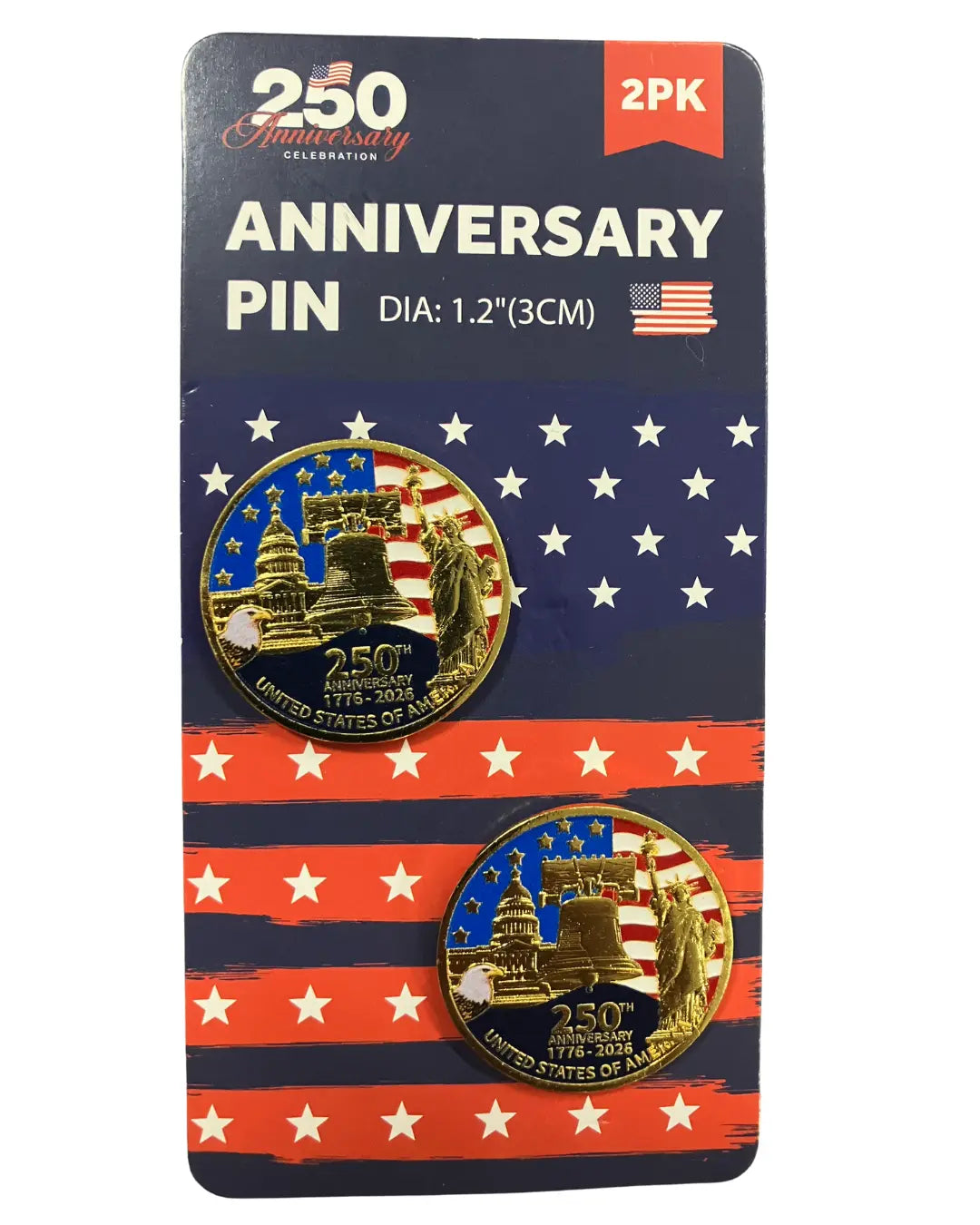 250th Anniversary Pins (2 Pack)(4 Variants) I Love My Freedom