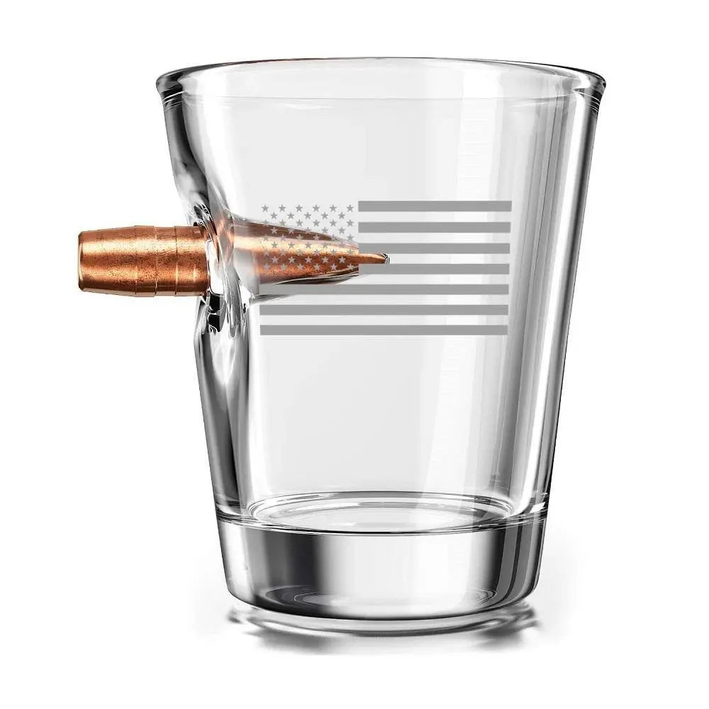 American Flag Shot Glass With Bullet - 3144 I Love My Freedom